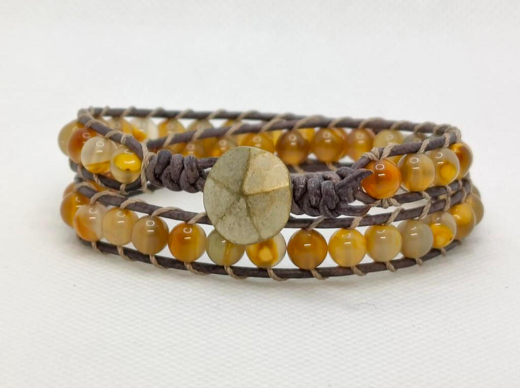 1.5mm leather and round stone beads