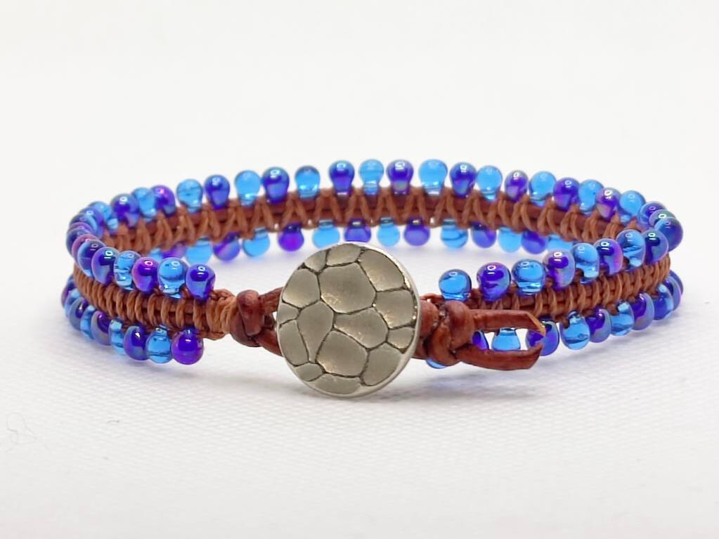 1.5mm leather and Miyuki Drop beads