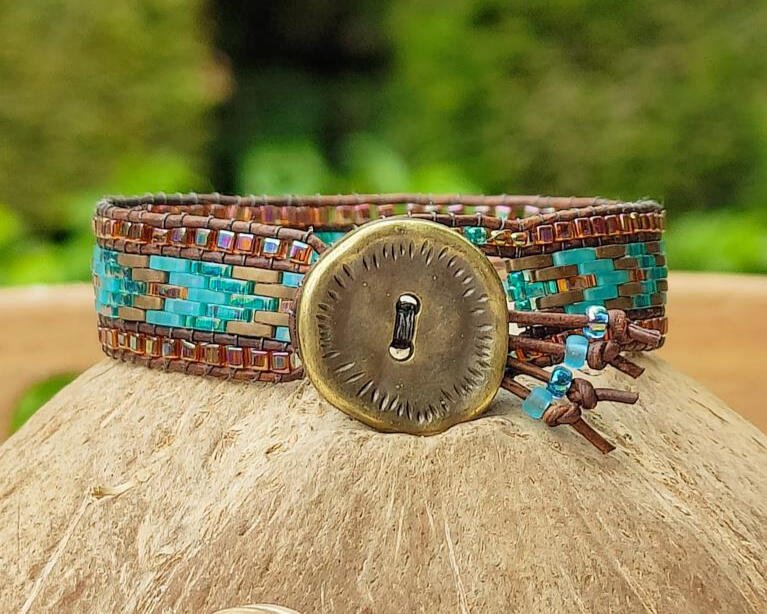 1mm leather and Miyuki glass beads