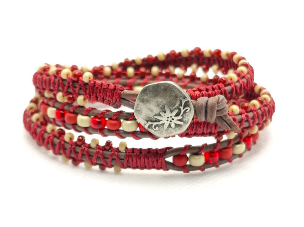 1.5mm leather and Miyuki glass beads